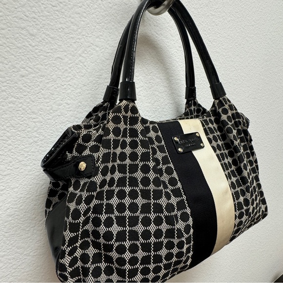 Kate Spade Black and Off Cloth White Geometric Pattern Bag - Picture 10 of 15